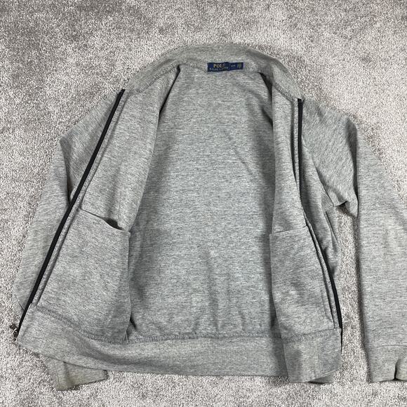 Polo Ralph Lauren Bomber Jacket Mens Medium Zip Up Sweatshirt Stretch Gray - Picture 7 of 16
